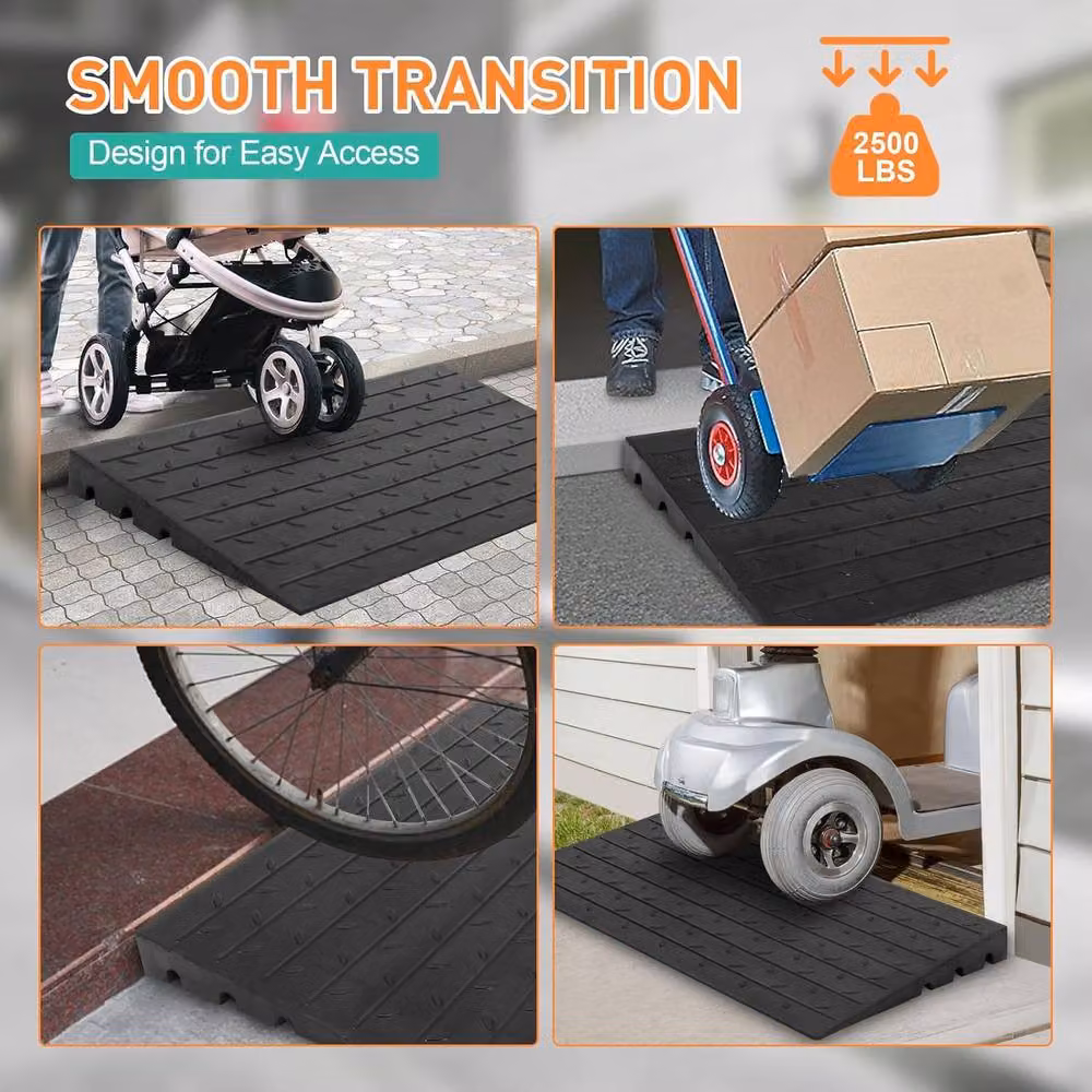 London Boutique Heavy Duty Rubber Threshold Curb Ramp in Black – 4