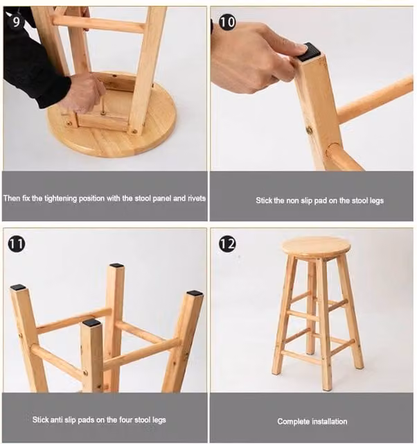 Hinsinc Modern Wooden Bar Stool in Natural Brown and Sand