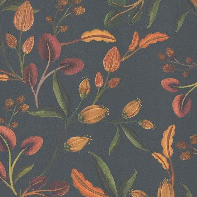 I Love Wallpaper Meadow Muse Botanical Floral Wallpaper Sample in Charcoal Grey