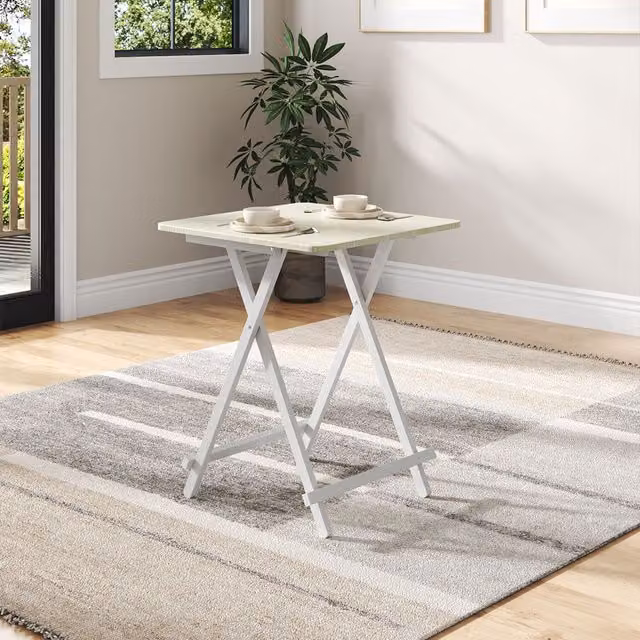 Livingandhome Simple Folding Rectangular Dining Table in White