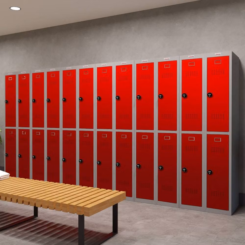 Phoenix Safe Company PL1230GRC Personal Metal Locker in Grey and Red with Combination Locks, H 180 cm x W 100 cm – 3