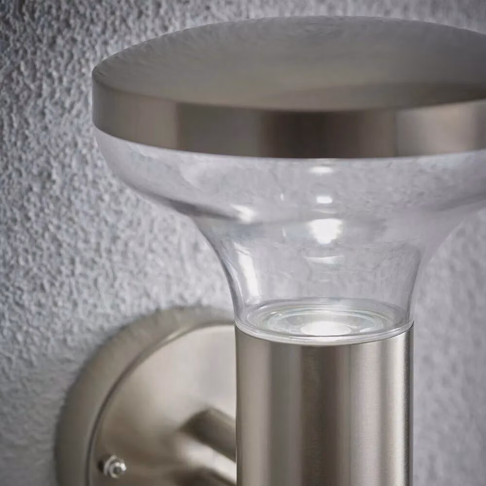 Loops Modern Stainless Steel Outdoor LED Wall Light in Silver with Cool White Light, IP44 Rated – 3