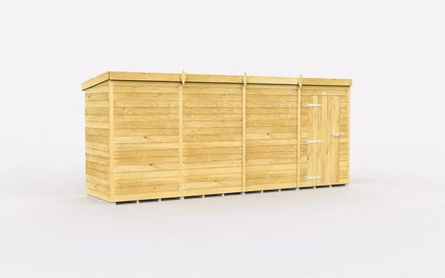 Buttercup Farm Brown Pent Shed with Single Door and No Window, L118 x W454 x H201 cm – 1