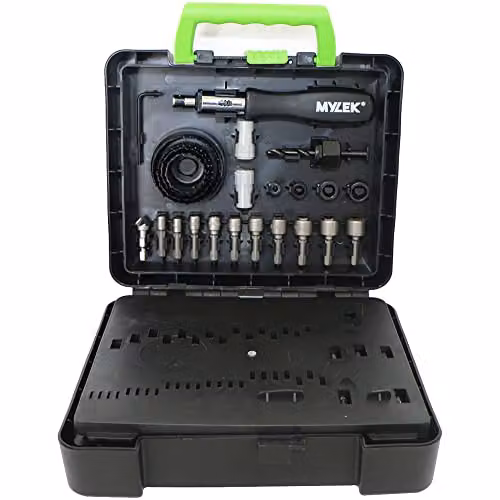 MYLEK 204 Piece HSS Drill Bit and Screwdriver Accessory Set in Black and Grey with Carry Case – 5