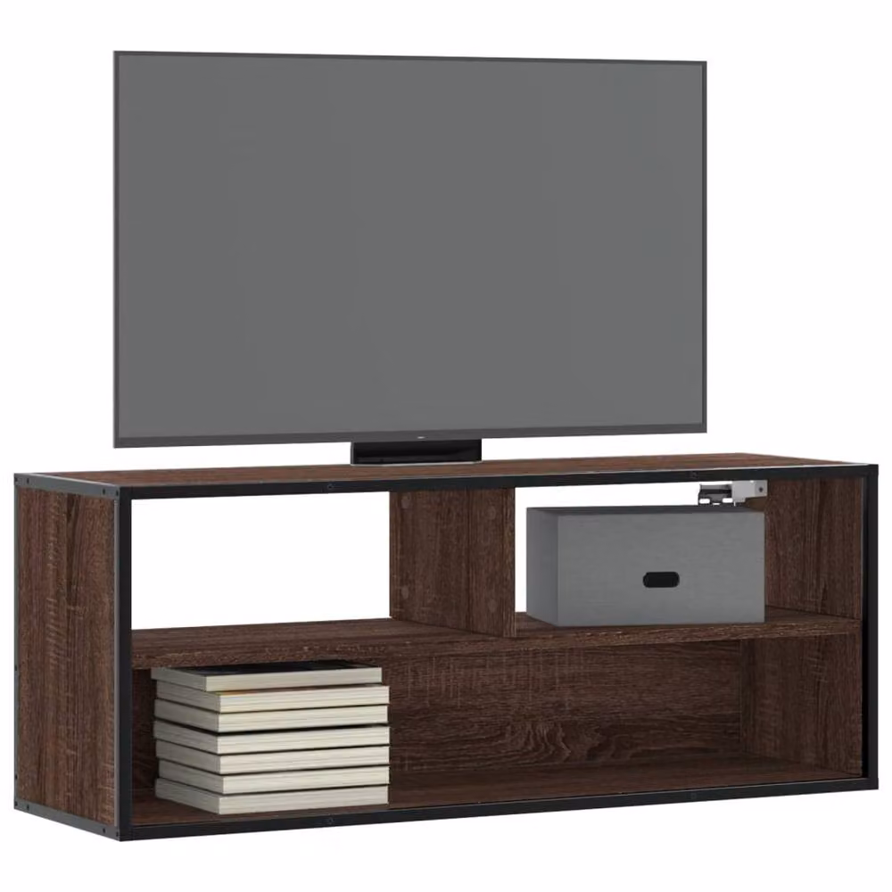 Berkfield Home Industrial TV Cabinet in Brown Oak, W/D/H: 100 x 31 x 39.5 cm – 2