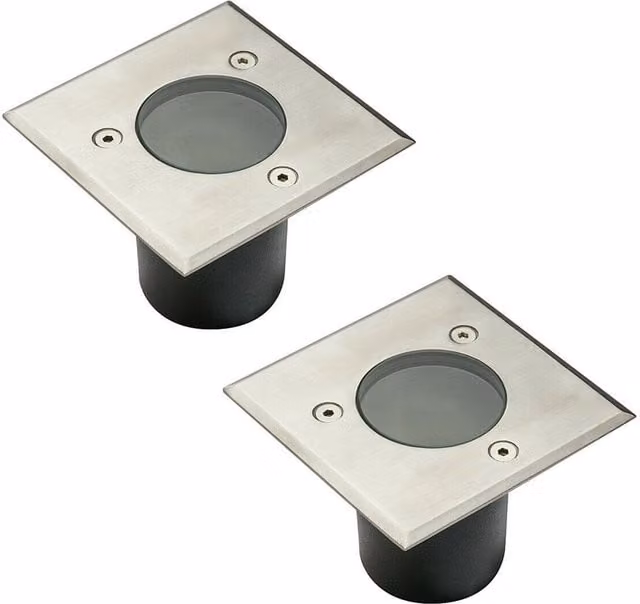 CGC Lighting Myah Two Square Small Stainless Steel Inground or Decking Lights in Silver