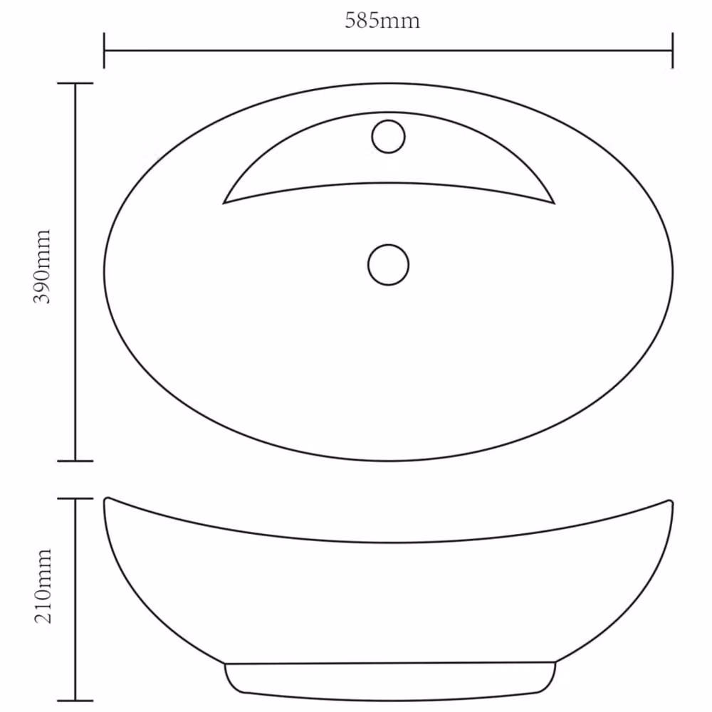Berkfield Home Black Oval Ceramic Bathroom Sink Basin with Overflow – 5