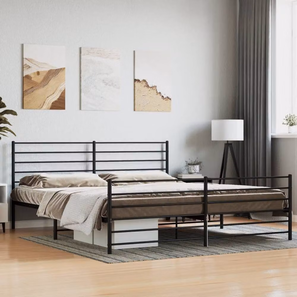 Berkfield Home Metal Bed Frame with Headboard and Footboard in Black, 200 x 200 cm – 2