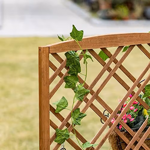 Outsunny Wooden Raised Bed Garden Planter with Trellis, Brown, W: 60 cm, D: 30 cm, H: 122.5 cm – 7