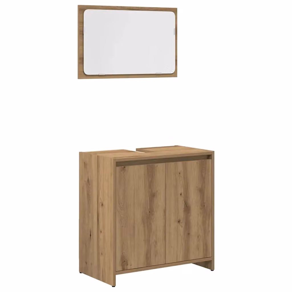 Berkfield Home 3 Piece Modern Bathroom Furniture Set in Artisan Oak and Brown Engineered Wood – 2