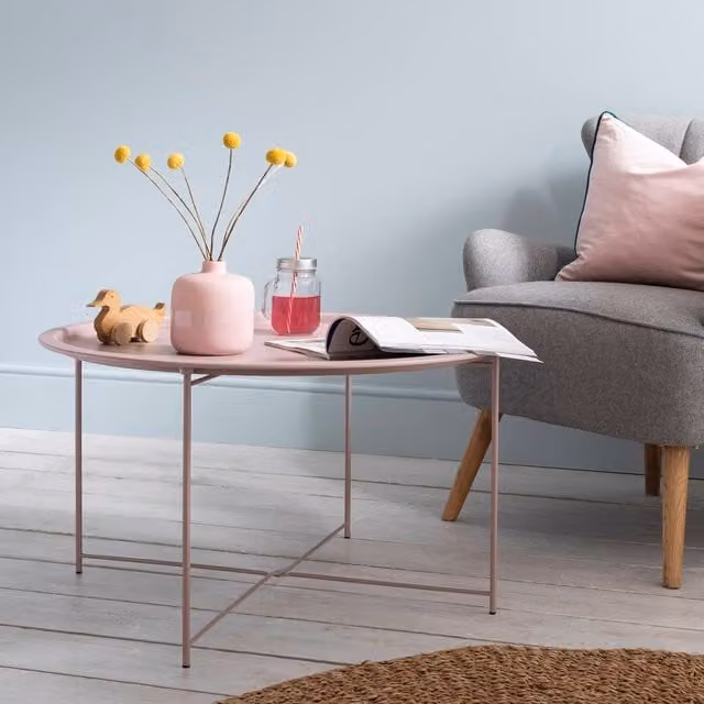 Noa and Nani Bjarni Round Metal Coffee Table in Pink