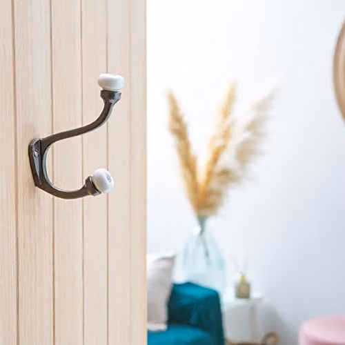 Hammer and Tongs White Ceramic and Metal Ball Hat and Coat Hooks, Pack of 5, Wall Mounted – 3