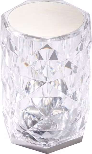 Livingandhome Crystal Diamond RGB LED Table Lamp in White and Transparent, H 12.5 cm x W 9 cm