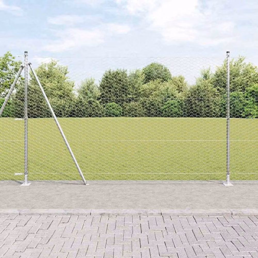 Berkfield Home Hexagon Galvanised Steel Wire Mesh Fence in Silver, H: 150 cm x W: 100 m – 2