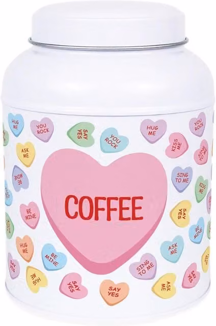 Purely Home Heart Candy Hot Chocolate Canister with Small Domed Lid in White Metal