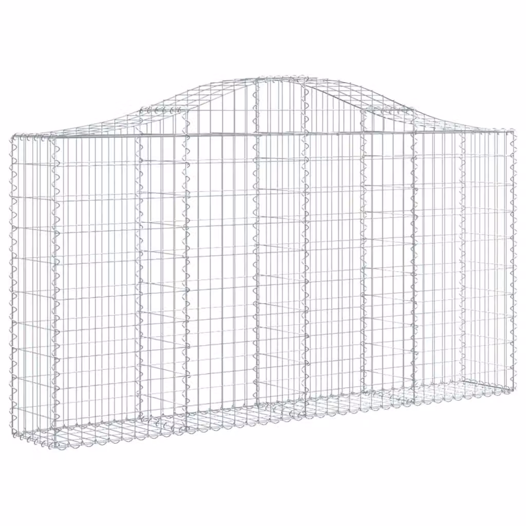 Berkfield Home Arched Gabion Basket in Silver Galvanised Steel, W: 200 cm, D: 30 cm, H: 100-120 cm – 2