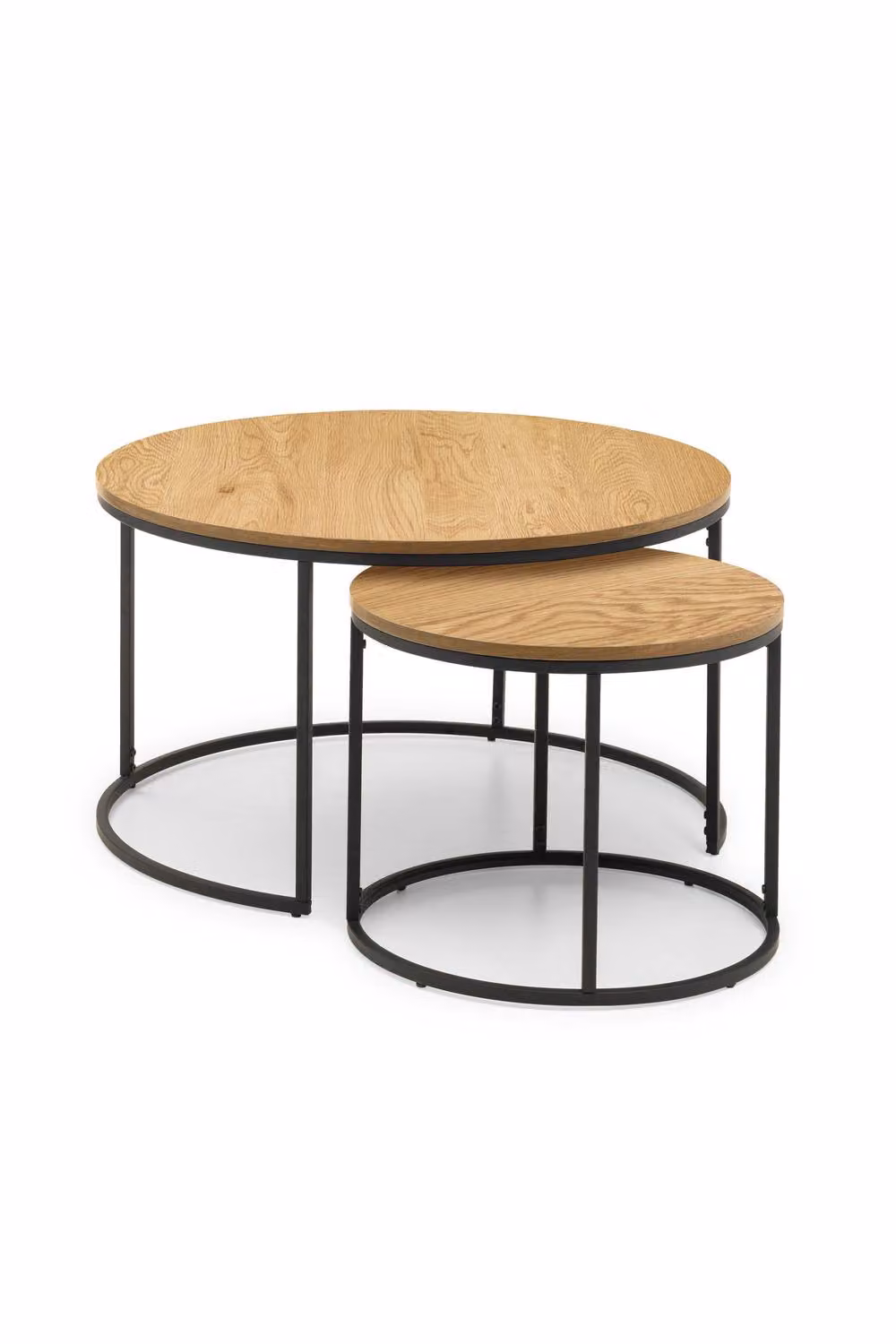 Julian Bowen Bellini Round Nest of 2 Coffee Tables in Oak Effect Brown – 3