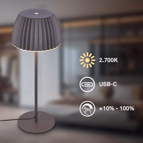 Briloner LED Table Lamp with Touch Dimming, Warm White, Anthracite, W/D/H: 14.3 x 14.3 x 36 cm – 2