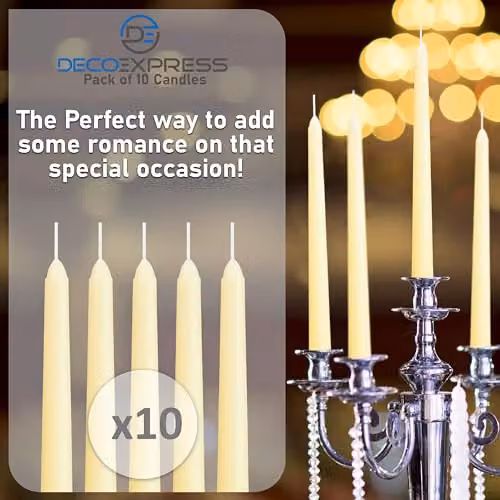 Deco Express Set of 10 Classic Taper Candles in Beige – 5