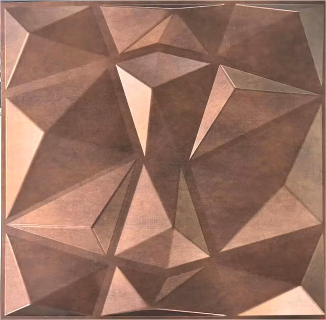 EnerJ Smart Red Copper 3D PVC Geometric Wall Panels, Pack of 4, W: 50 x 50 cm, D: 0.1 cm