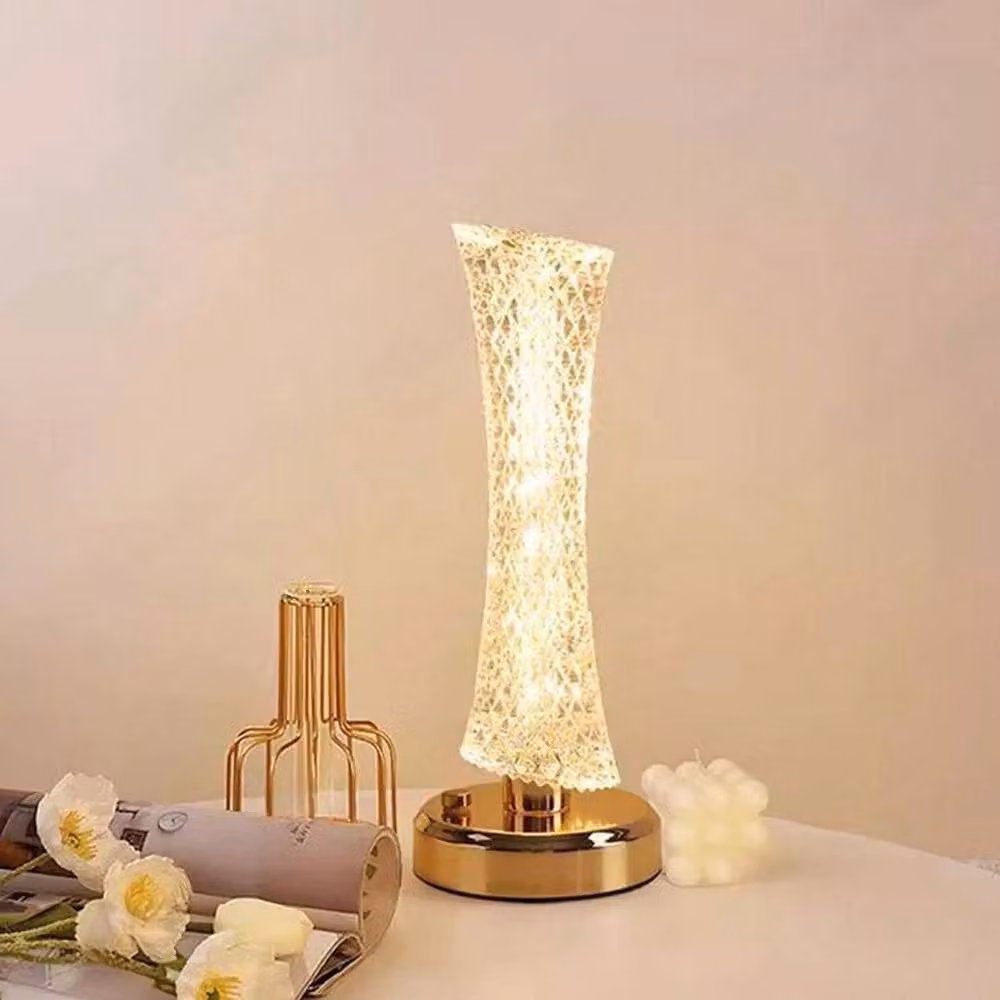 SPETLEK Dimmable LED Touch Bedside Night Light in Gold and Crystal – 3