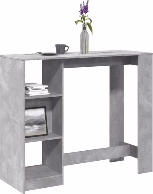 Berkfield Home Bar Table with Shelf in Concrete Grey, W/D/H: 124 x 46 x 103.5 cm – 1