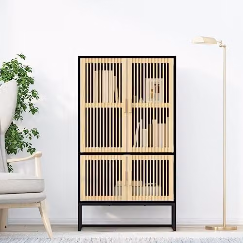 vidaXL Scandinavian Highboard in Black, W/D/H: 70 x 35 x 125 cm – 2