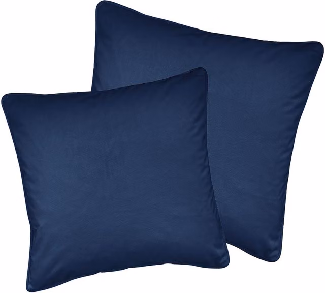 Enhanced Living Pair of Blue Velvet Square Cushion Covers, W/D/H: 43 x 43 x 43 cm
