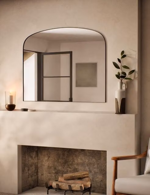 M&S Milan Modern Metal Over Mantel Wall Mirror in Black