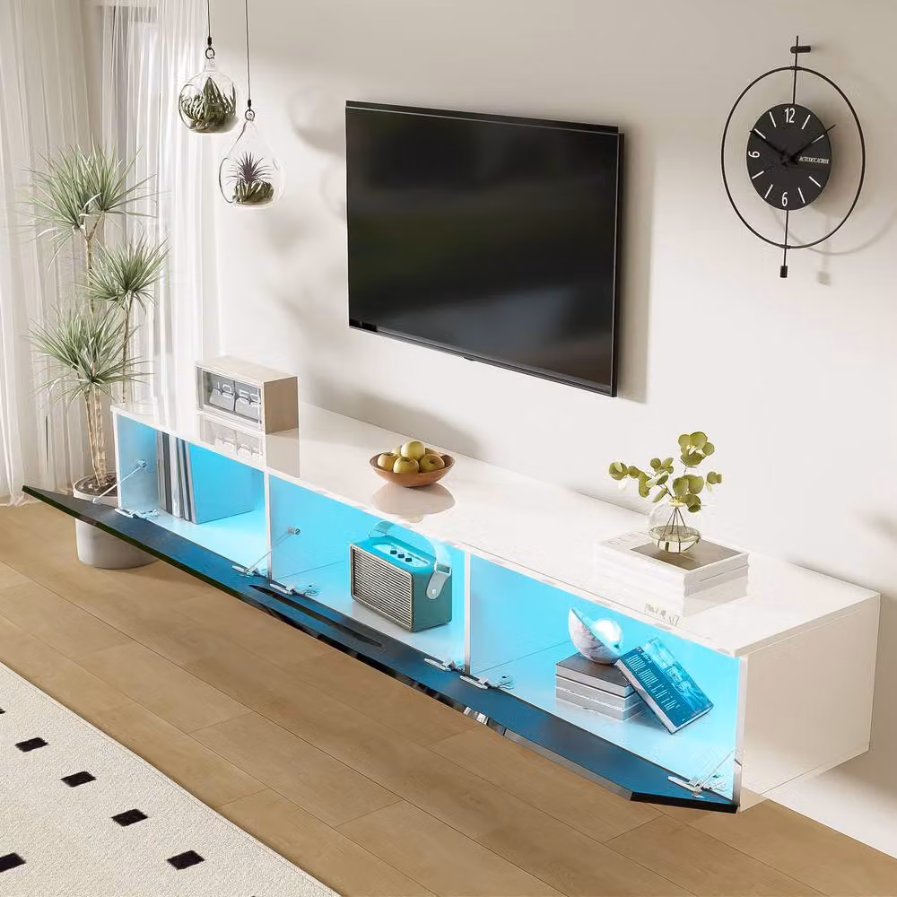 BTM Black and White High-Gloss TV Cabinet with 16-Colour LED, W: 180 cm – 5