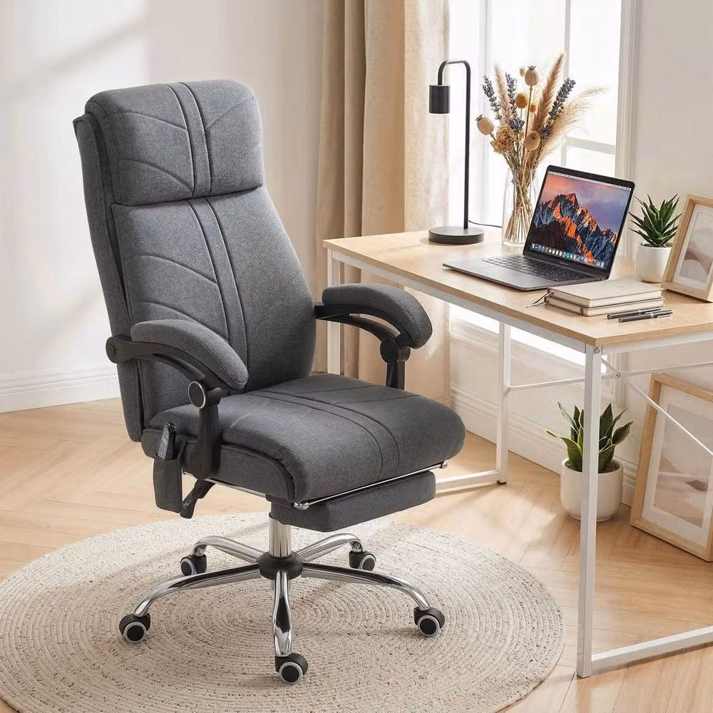 KORVIXA Grey Executive Office Chair with Headrest and Armrests – 3