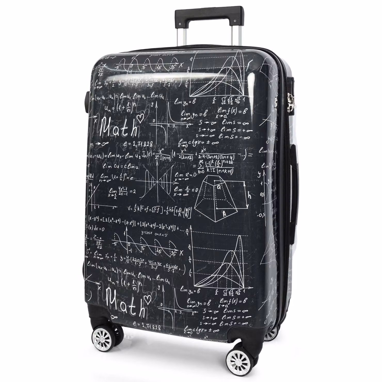 House of Leather Maths Print Hard Shell Lightweight Four Wheel Suitcase, Multicolour and Black, H: 66.0 cm, W: 24.0 cm – 2