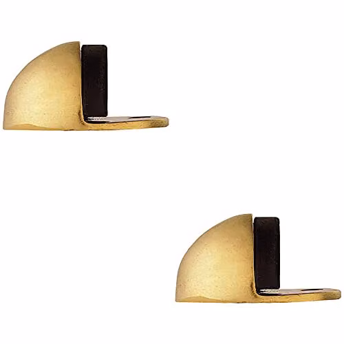 Loops 2 Pack Floor Mounted Oval Doorstop in Polished Brass, 44mm