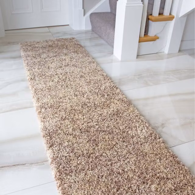 The Rug House Super Soft Natural Taupe Mottled Shaggy Area Rug, Beige, W: 240 cm, D: 60 cm