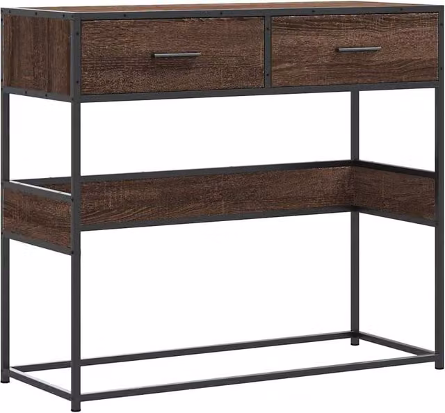 Berkfield Home Console Table in Brown Oak, W/D/H: 90 x 35 x 80 cm – 1