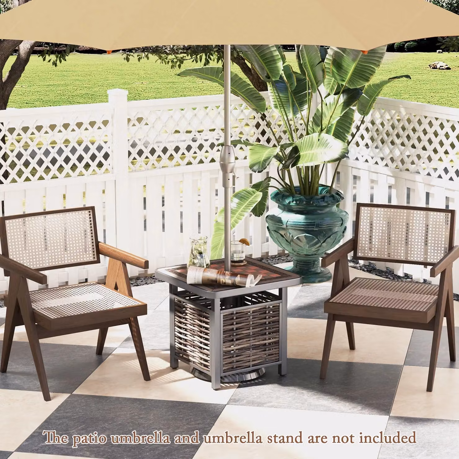 Costway Brown PE Rattan Outdoor Square Side Table for Patio and Terrace, W/D/H: 55 x 55 x 55 cm – 9