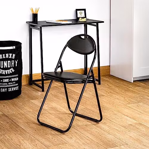 Harbour Housewares Black Padded Folding Chairs, Pack of 2 – 2