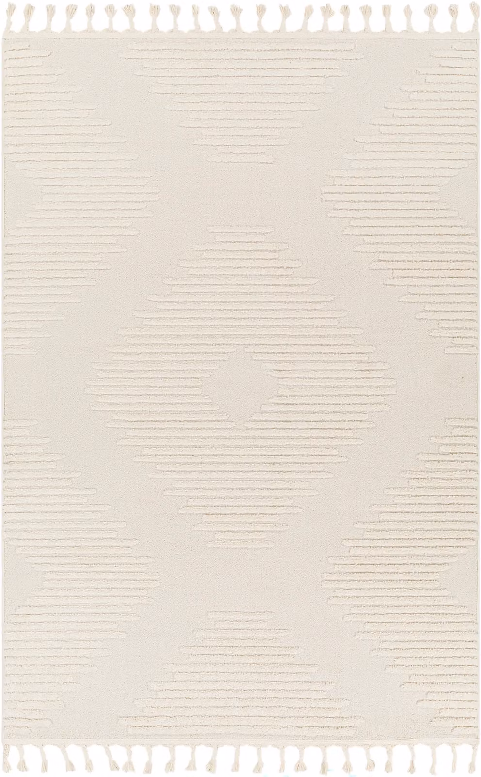 Livabliss Nora Geometric High Pile Rug in Grey and White with Fringes, W/D/H: 160 x 215 cm – 2