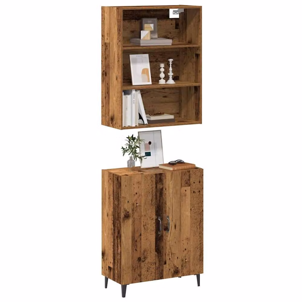 Berkfield Home Industrial Sideboard and Wall Cabinet Set in Brown Engineered Wood – 2