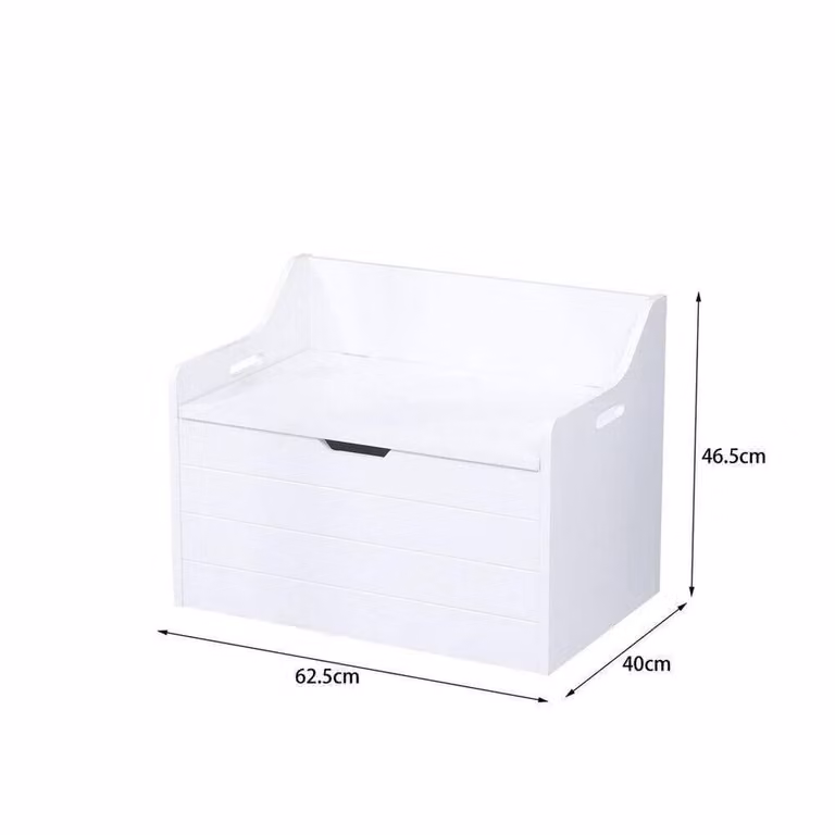 FORGEVIO Grey and White Storage Ottoman Toy Box for Bedroom or Nursery