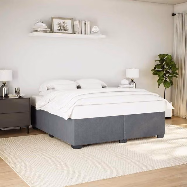 Berkfield Home Super King Upholstered Velvet Bed Frame in Dark Grey