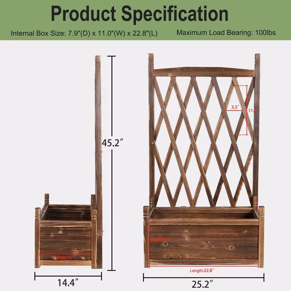 NESTLUNE Brown Wooden Raised Bed Tall Planter Box for Indoor and Outdoor Use – 2