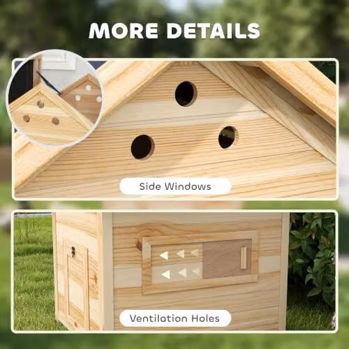 PawHut Wooden Duck House and Chicken Coop with Double Doors in Brown Rustic Finish – 7