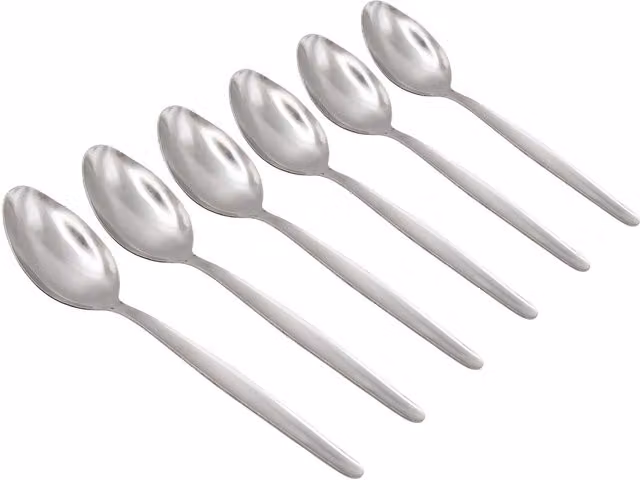Argon Tableware Polished Stainless Steel Dessert Spoons, Silver, Set of 6, Length: 19 cm