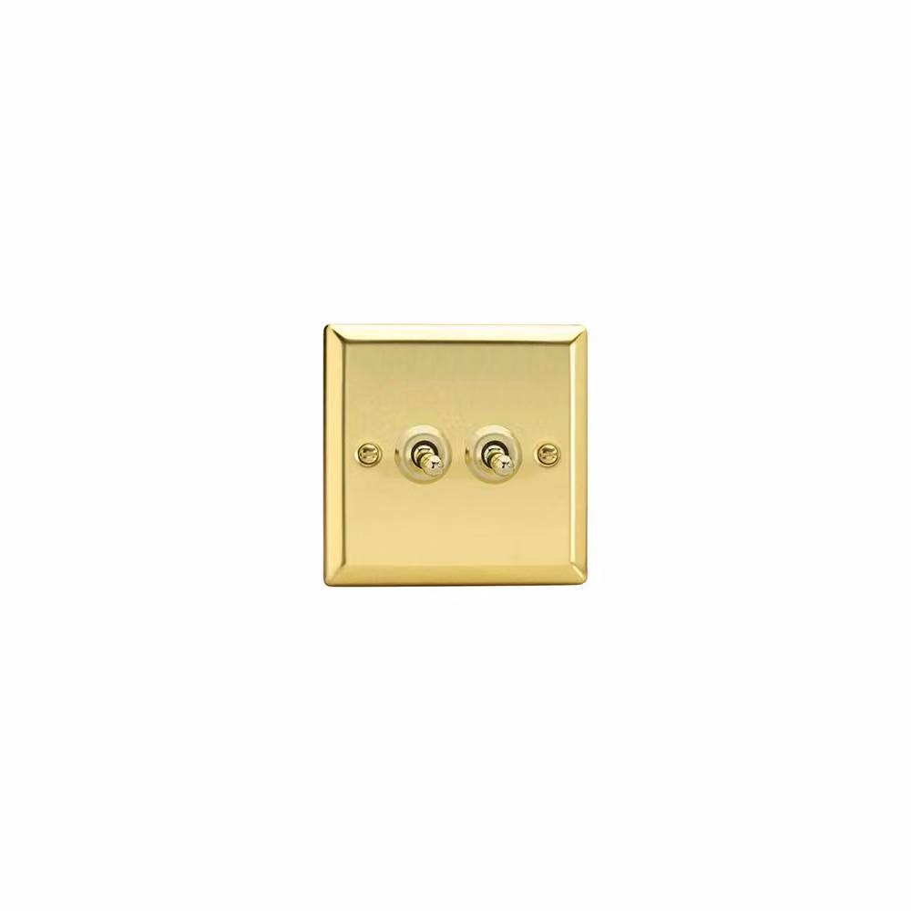 Varilight XVT2 Victorian Brass 2-Gang Toggle Switch in Gold/Yellow – 2