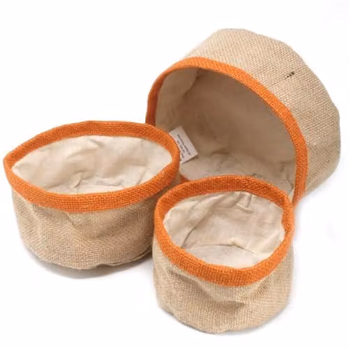 KDMD Set of 3 Natural Yellow Open Weave Jute Baskets