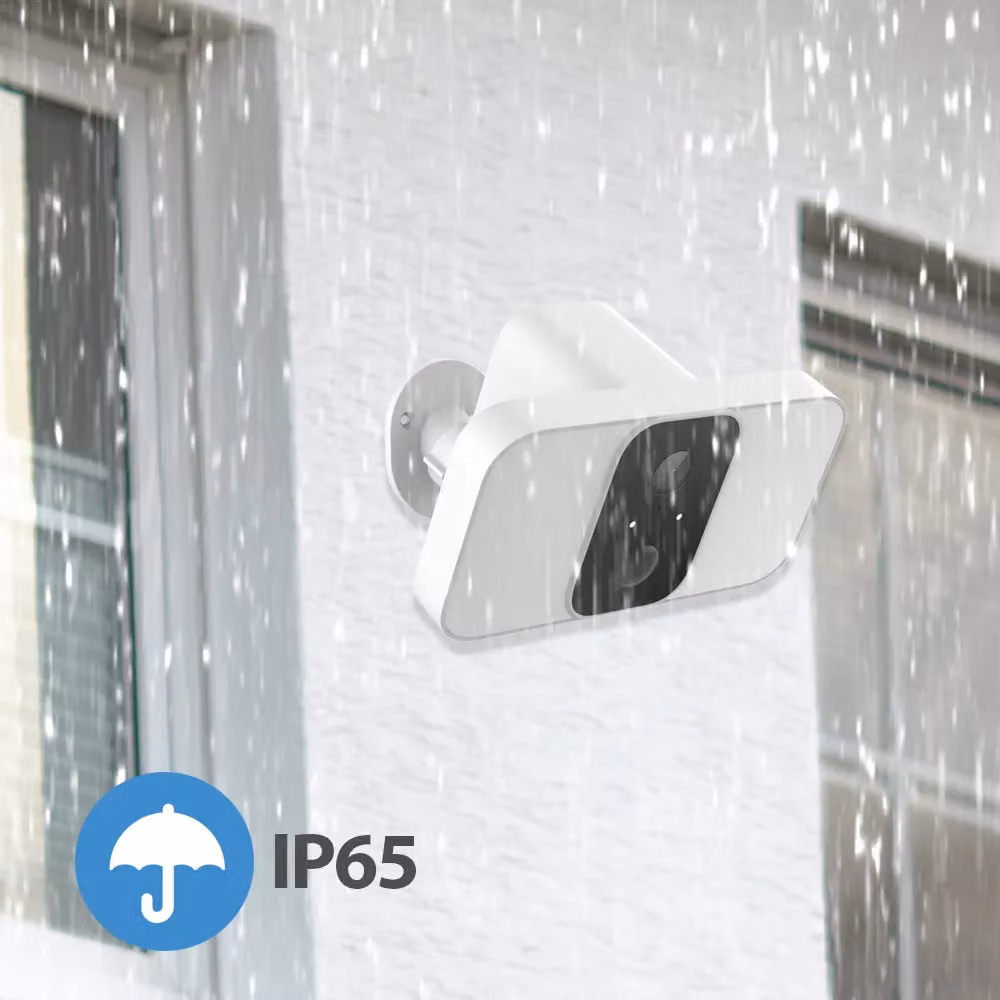 ENER-J Smart Wireless 1080P Battery Camera with Twin LED Floodlights and Solar Panel, White, Diameter: 25 cm, Height: 19 cm – 3
