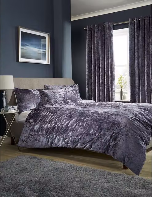 NewEdgeBlinds Purple Velvet Plain Duvet Set, 200 x 200 cm