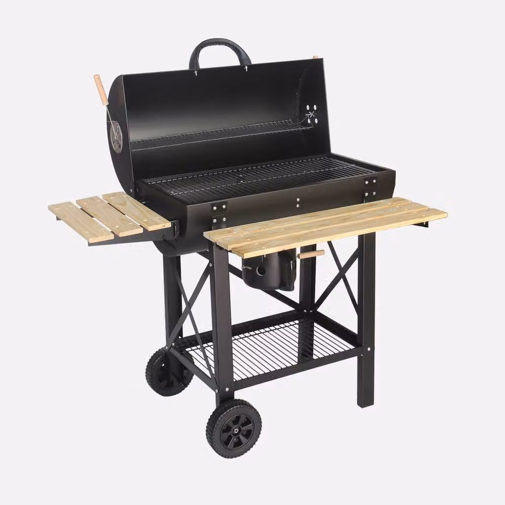 sweeek American-style Offset Charcoal Smoker Barbecue in Black – 2