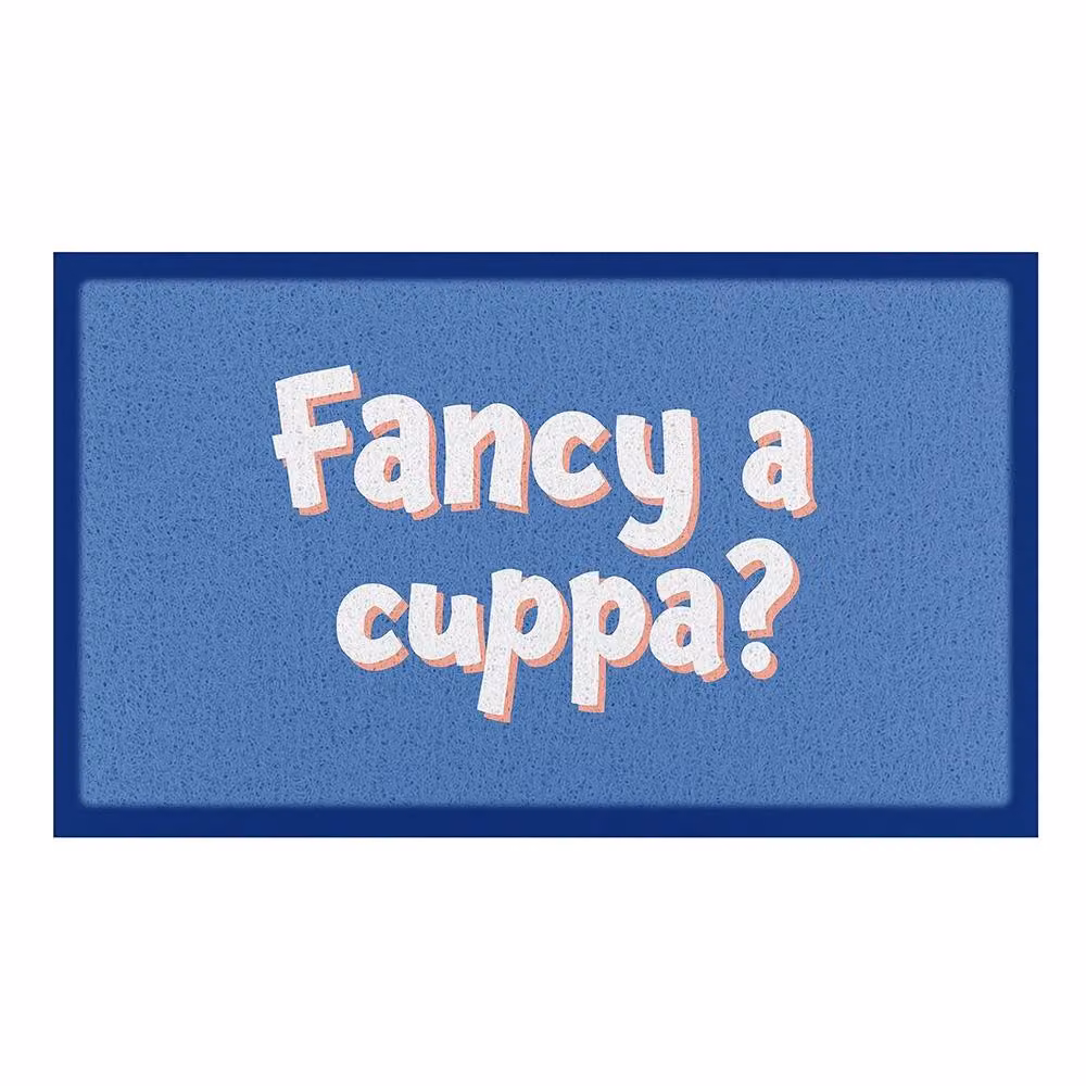 Artsy Mats Fancy a Cuppa Doormat, Multicolour Blue, W: 60 cm, D: 90 cm – 2